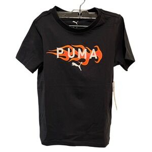 NWT Puma Boys Airbrush Flame Graphic T-Shirt Galactic Gray SZ 6  PSP25V7T-17054